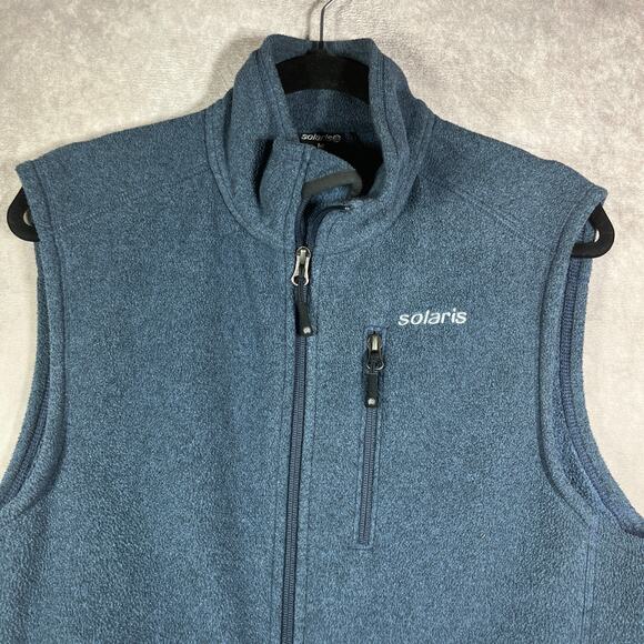 Solaris Vest Mens Medium Blue Fleece Full Zip Pockets Mock Neck Outdoor Travel - Picture 2 of 10